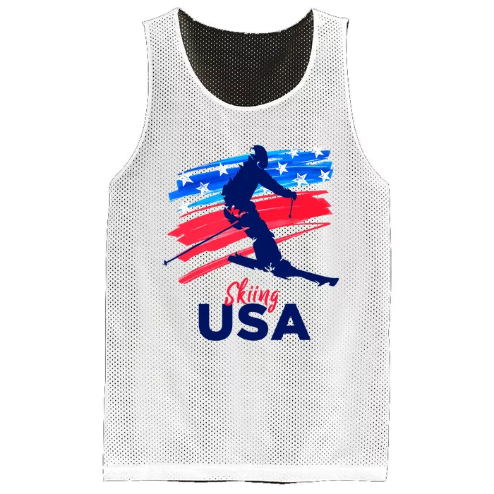 Skiing USA Support The Team USA Flag Ski Winter Mesh Reversible Basketball Jersey Tank