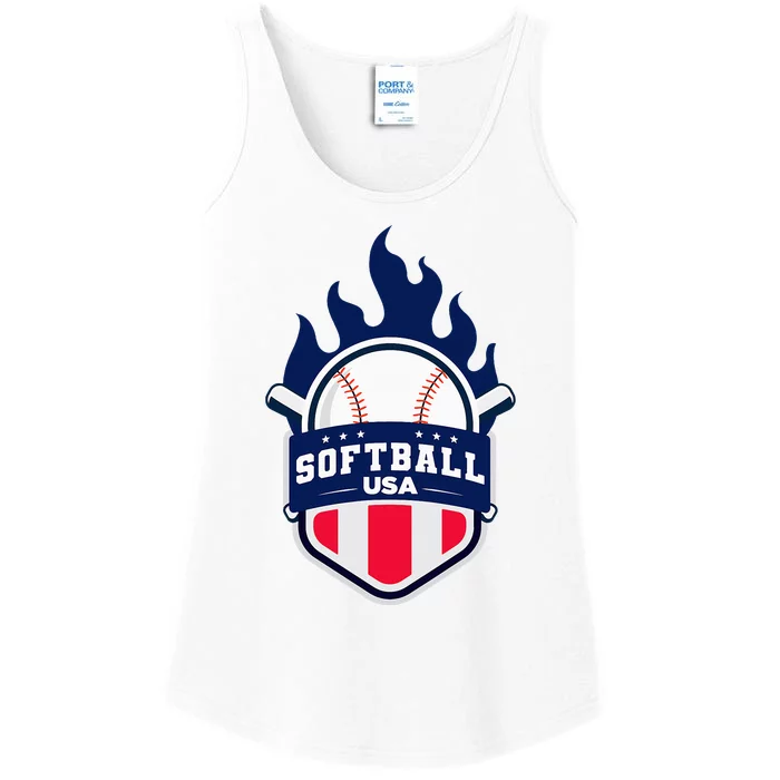 Softball Usa Support The Team U.S.A Flag Ladies Essential Tank