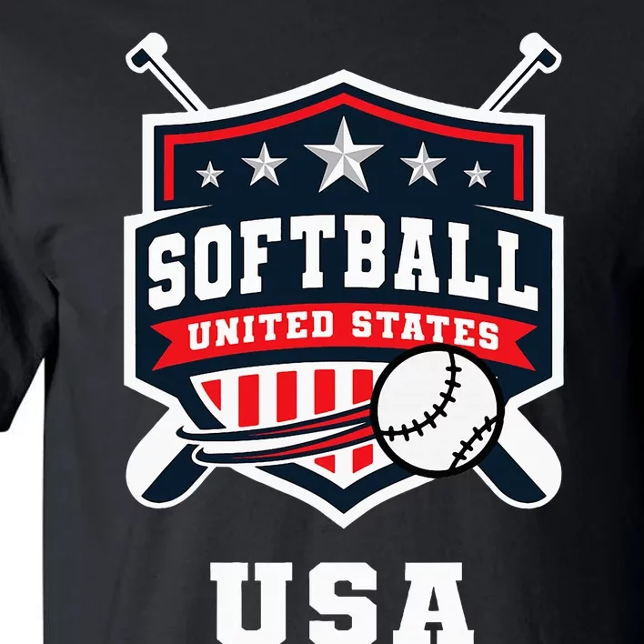 Softball Usa Support The Team U.S.A Flag Tall T-Shirt