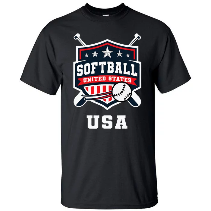 Softball Usa Support The Team U.S.A Flag Tall T-Shirt