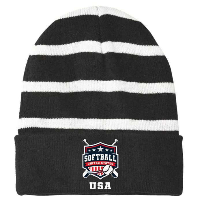 Softball Usa Support The Team U.S.A Flag Striped Beanie with Solid Band