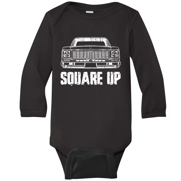 Square Up Square Body King Of Trucks Baby Long Sleeve Bodysuit