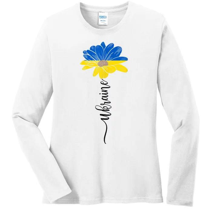 Support Ukraine Sunflower Ladies Long Sleeve Shirt