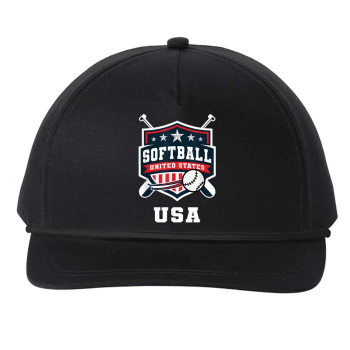 Softball USA Support the Team Shirt USA Flag Snapback Five-Panel Rope Hat