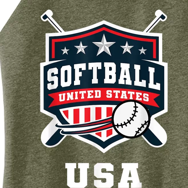 Softball USA Support the Team Shirt USA Flag Women’s Perfect Tri Rocker Tank