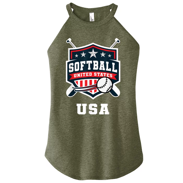 Softball USA Support the Team Shirt USA Flag Women’s Perfect Tri Rocker Tank