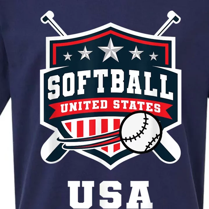 Softball USA Support the Team Shirt USA Flag Sueded Cloud Jersey T-Shirt