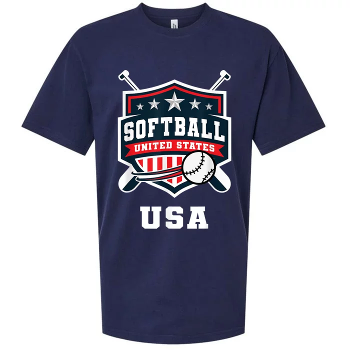 Softball USA Support the Team Shirt USA Flag Sueded Cloud Jersey T-Shirt