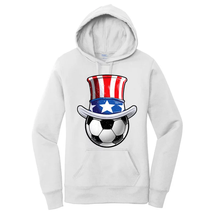 Soccer Uncle Sam 4th Of July American Flag Funny Women's Pullover Hoodie