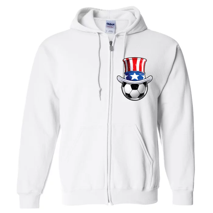 Soccer Uncle Sam 4th Of July American Flag Funny Full Zip Hoodie