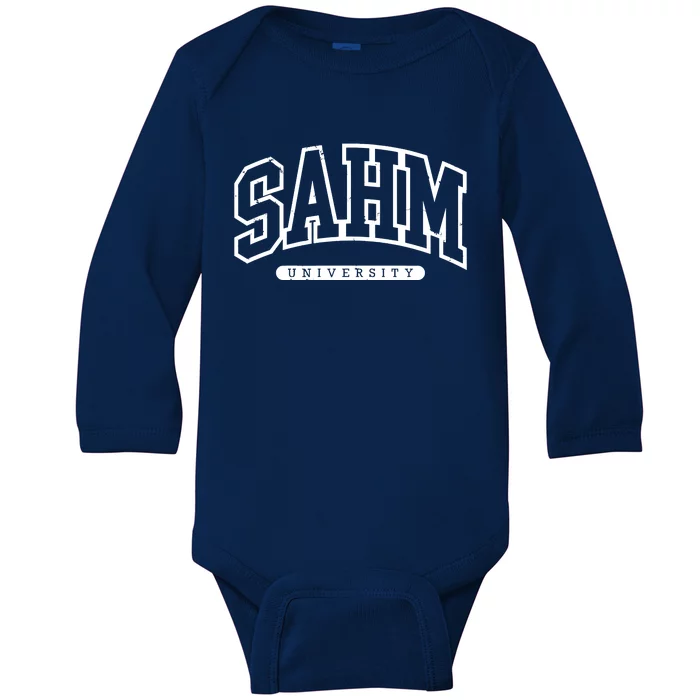 SAHM University Stay At Home Mom Vintage Mother's Day Baby Long Sleeve Bodysuit