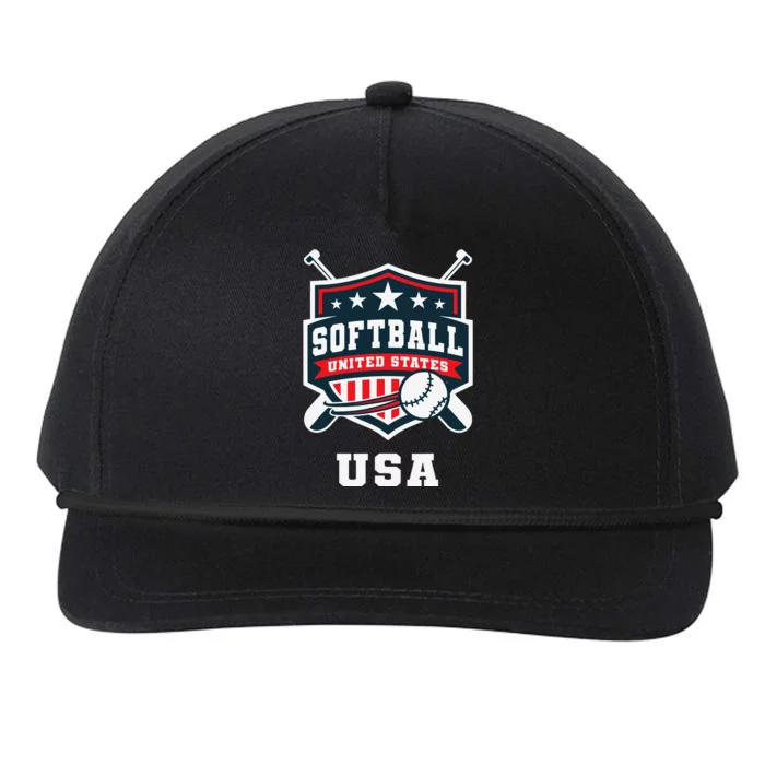 Softball Usa Support The Team Flag Snapback Five-Panel Rope Hat