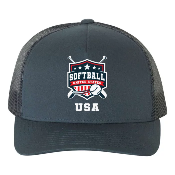 Softball Usa Support The Team Flag Yupoong Adult 5-Panel Trucker Hat