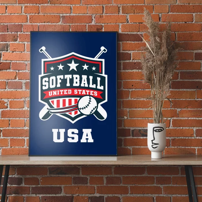 Softball Usa Support The Team Flag Poster