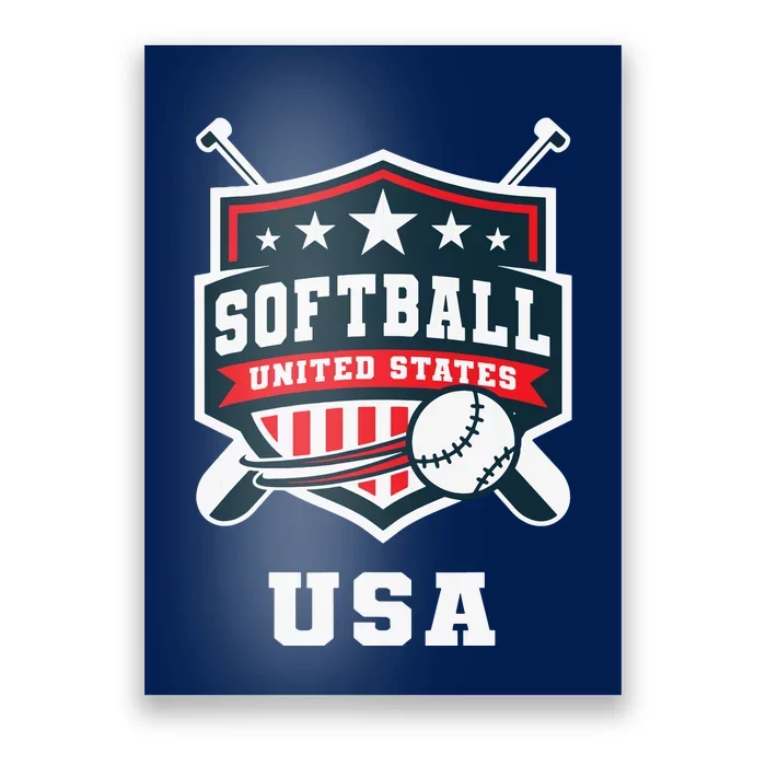 Softball Usa Support The Team Flag Poster