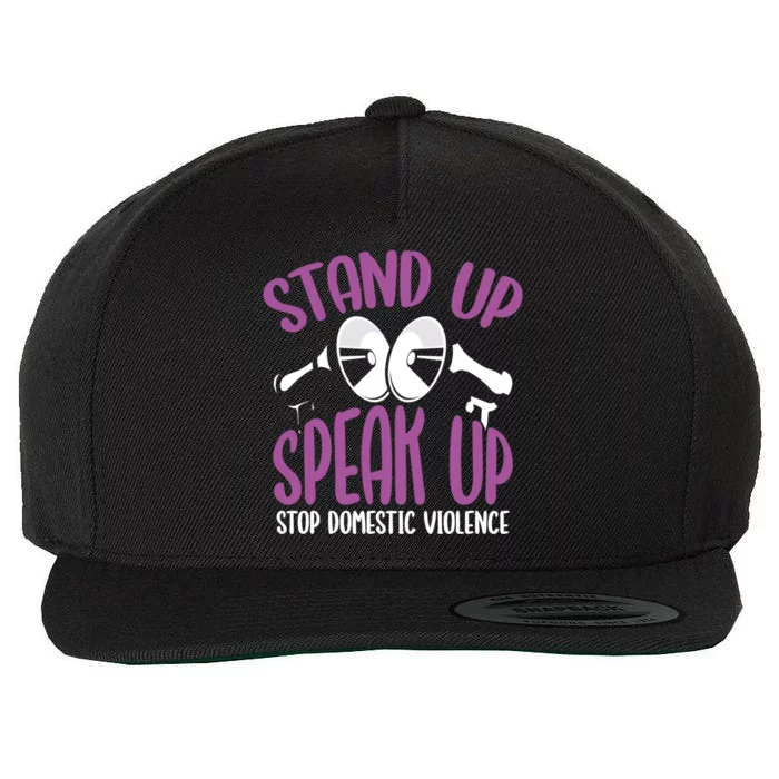 Stand Up Speak Up Stop Domestic Violence Purple Ribbon Cool Gift Wool Snapback Cap