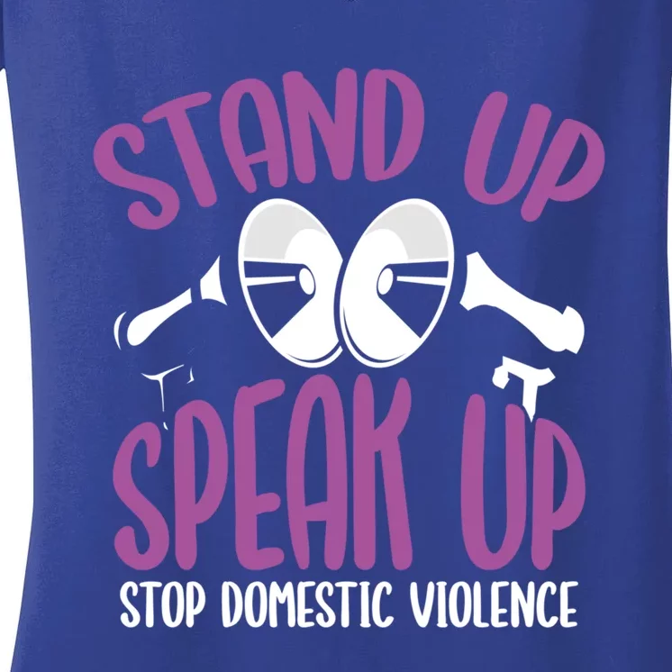 Stand Up Speak Up Stop Domestic Violence Purple Ribbon Cool Gift Women's V-Neck T-Shirt