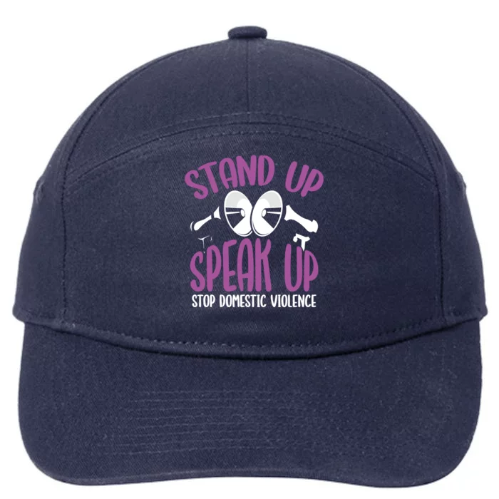 Stand Up Speak Up Stop Domestic Violence Purple Ribbon Cool Gift 7-Panel Snapback Hat