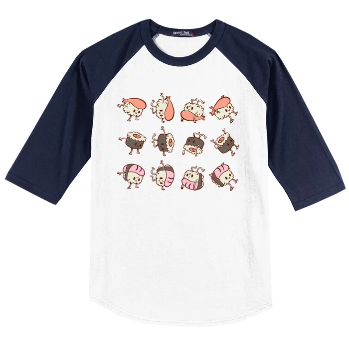 Sushi Rolls Baseball Sleeve Shirt