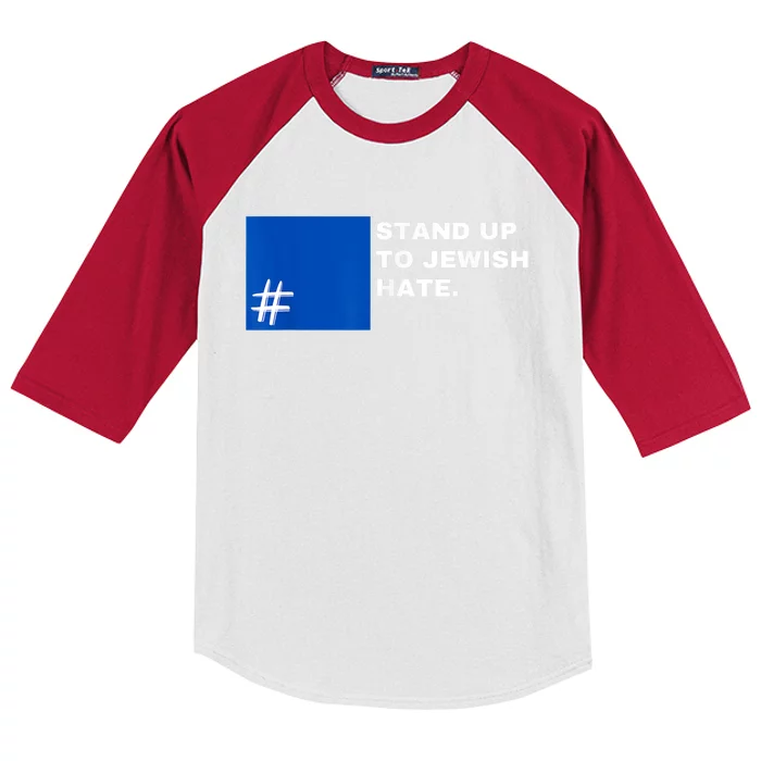 Stand Up To Jewish Hate Blue Square Support Israel Kids Colorblock Raglan Jersey