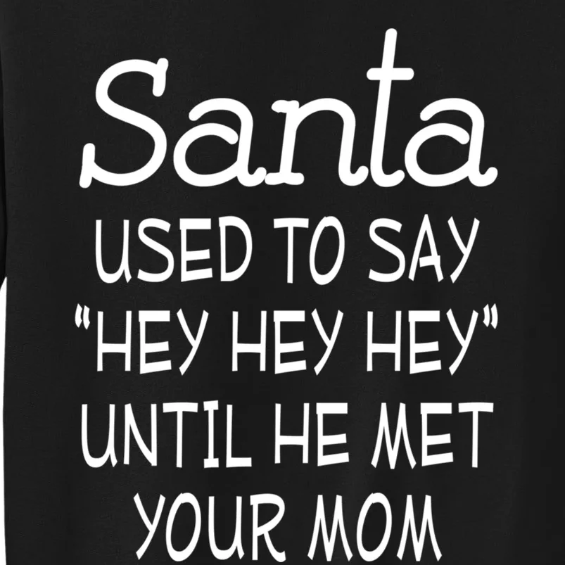 Santa Used To Say Hey Hey Hey Until He Met Your Mom Funny Tall Sweatshirt