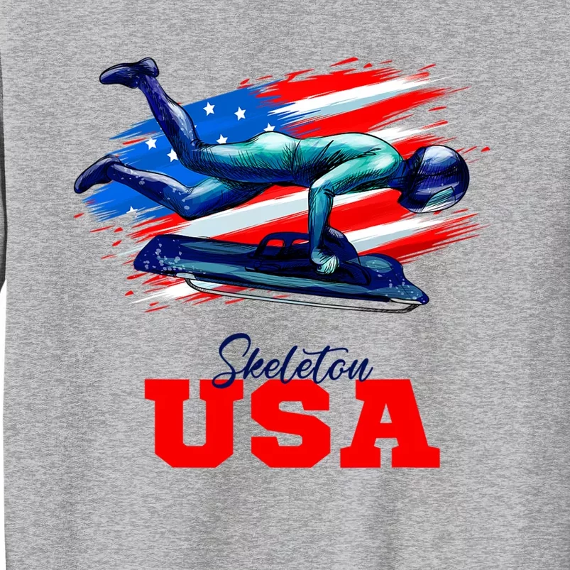 Skeleton Usa Team American Flag Skeleton Lover Athlete Tall Sweatshirt