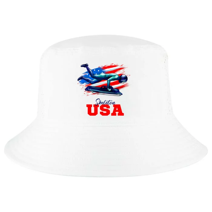 Skeleton Usa Team American Flag Skeleton Lover Athlete Cool Comfort Performance Bucket Hat