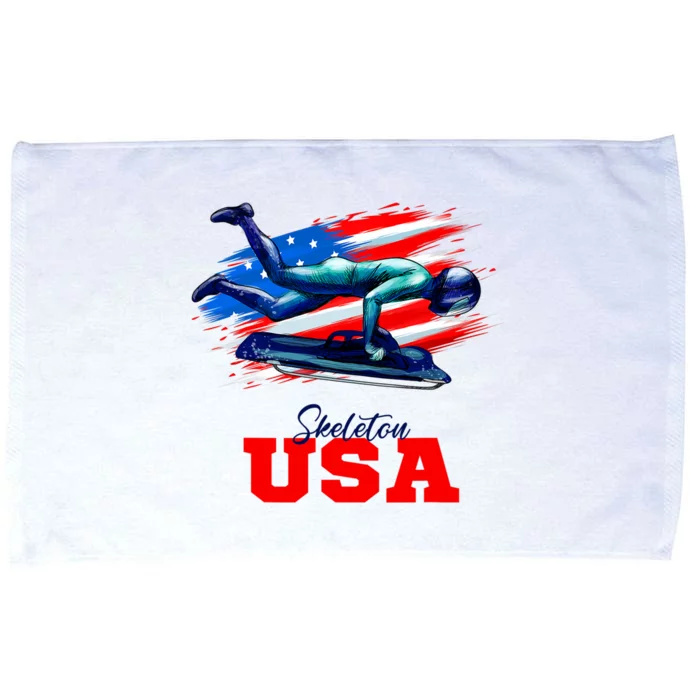 Skeleton Usa Team American Flag Skeleton Lover Athlete Microfiber Hand Towel