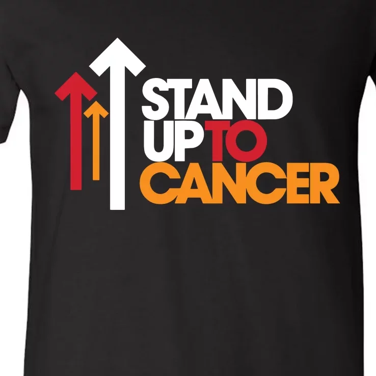 Stand. Up To Cancer Funny Cancer Awareness V-Neck T-Shirt