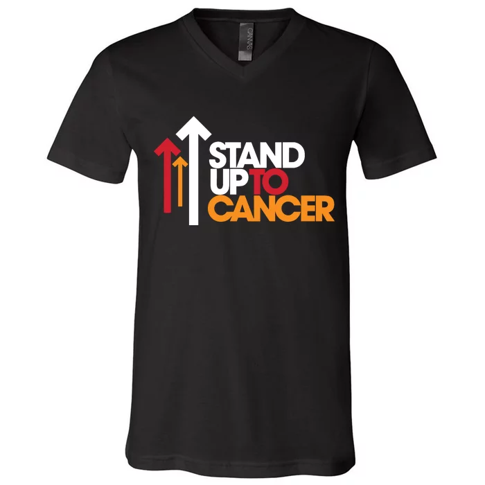 Stand. Up To Cancer Funny Cancer Awareness V-Neck T-Shirt