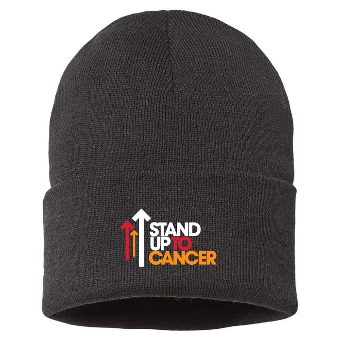 Stand. Up To Cancer Funny Cancer Awareness Sustainable Knit Beanie