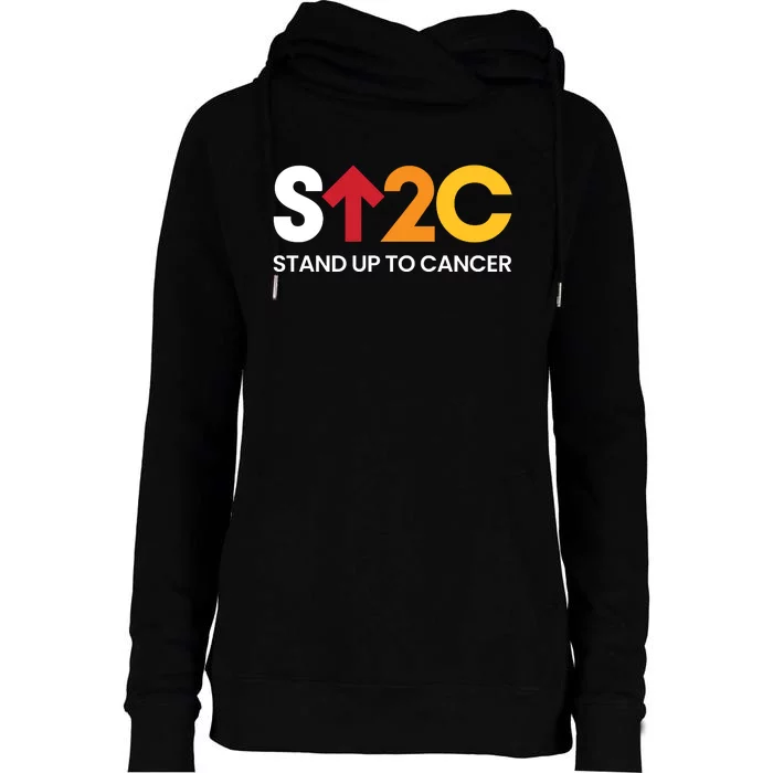 Stand. Up To Cancer Funny Cancer Awareness Womens Funnel Neck Pullover Hood