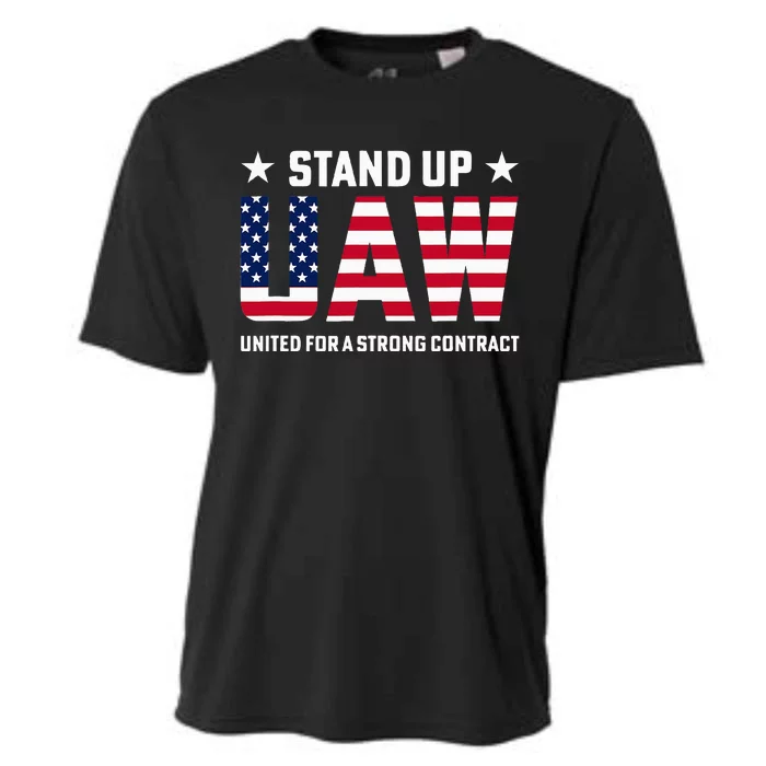 Stand Up UAW United For A Strong Contract Angry Union Worker Cooling Performance Crew T-Shirt