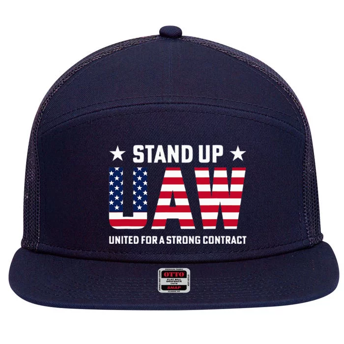 Stand Up UAW United For A Strong Contract Angry Union Worker 7 Panel Mesh Trucker Snapback Hat