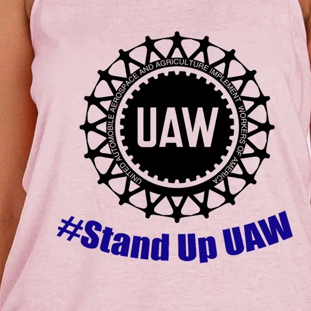 Stand Up UAW UAW Strike United Auto Workers Union UAW Strong Women's Knotted Racerback Tank