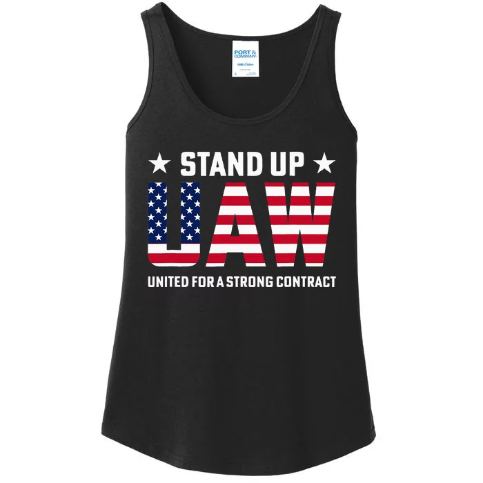 Stand Up UAW United For a Strong Contract Angry Union Worker Ladies Essential Tank