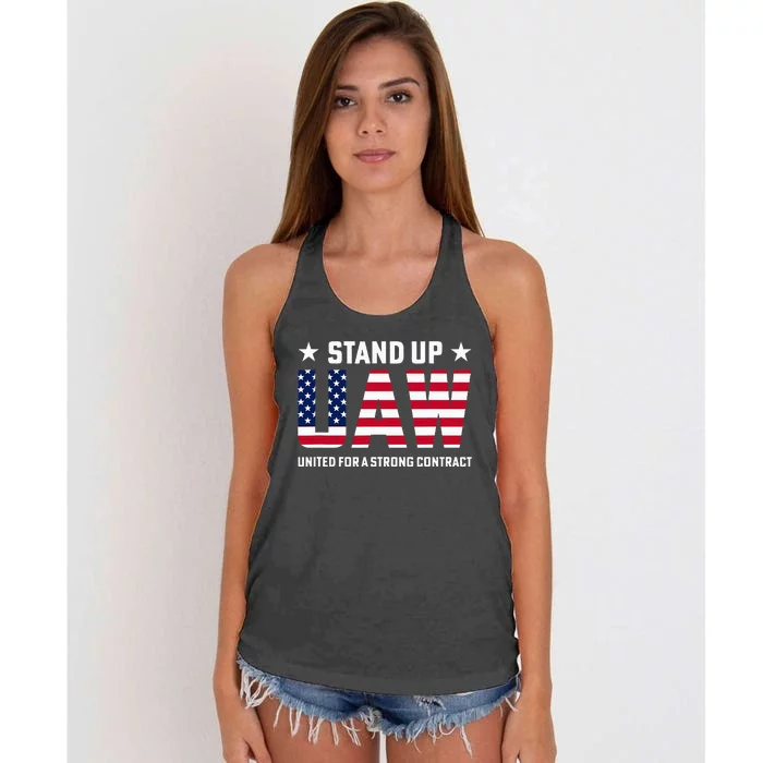 Stand Up UAW United For a Strong Contract Angry Union Worker Women's Knotted Racerback Tank