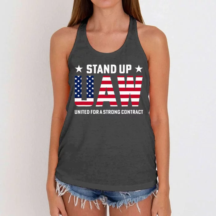 Stand Up UAW United For a Strong Contract Angry Union Worker Women's Knotted Racerback Tank