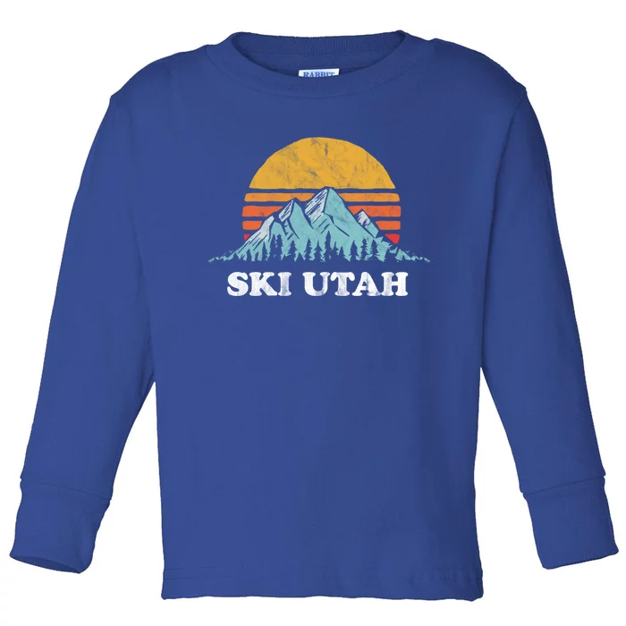 Ski Utah Vintage Retro Vibe Skiing Cute Gift Toddler Long Sleeve Shirt