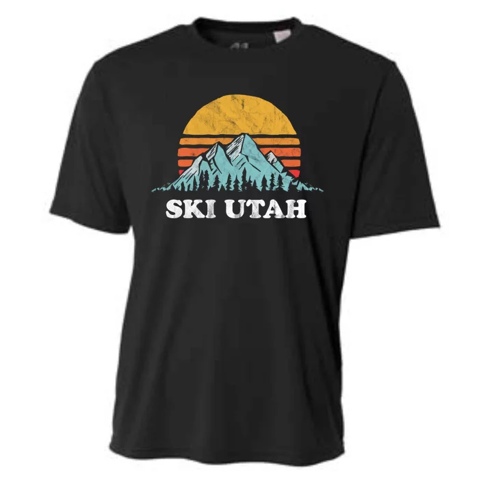 Ski Utah Vintage Retro Vibe Skiing Gift Cooling Performance Crew T-Shirt