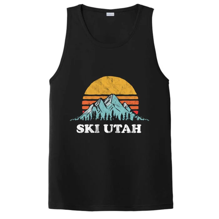 Ski Utah Vintage Retro Vibe Skiing Gift Performance Tank