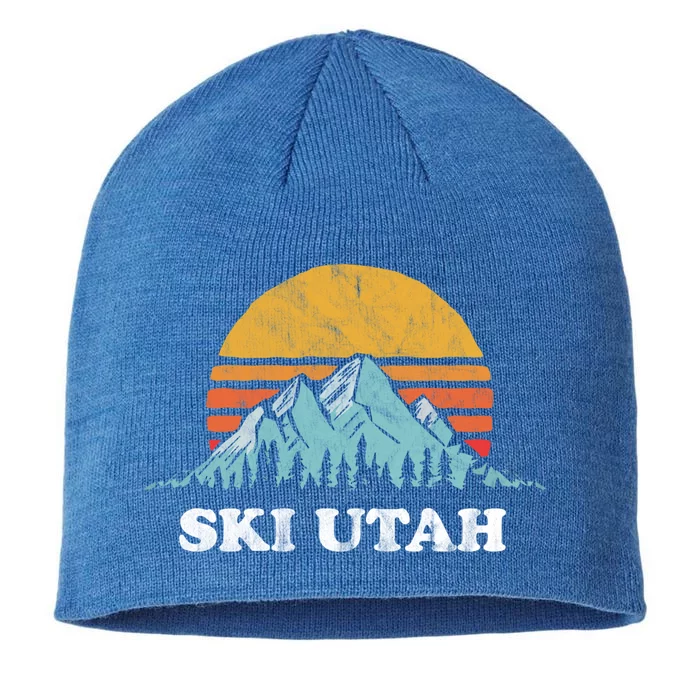 Ski Utah Vintage Retro Vibe Skiing Gift 8 1/2in Sustainable Knit Beanie