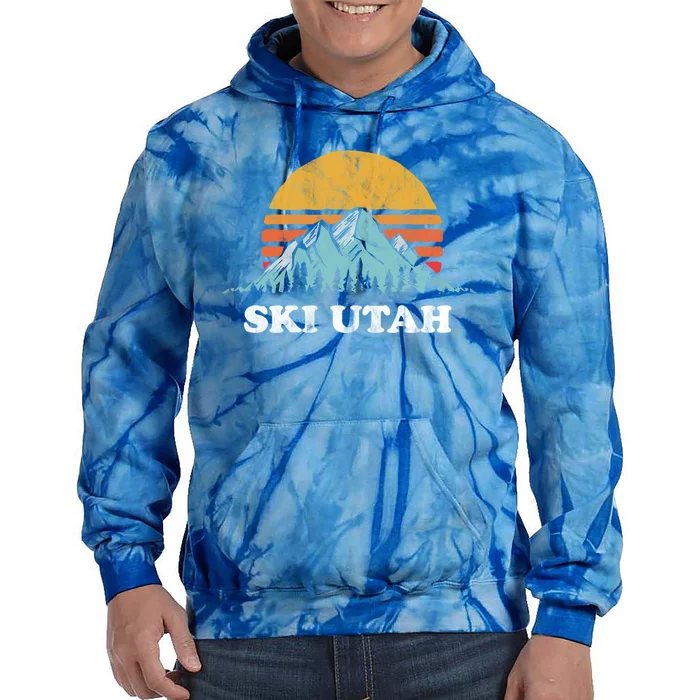 Ski Utah Vintage Retro Vibe Skiing Gift Tie Dye Hoodie