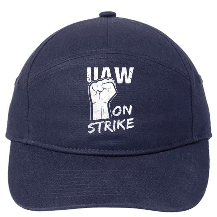 Striking UAW Workers On Strike UAW Strike Red United Auto Workers Picket Sign 7-Panel Snapback Hat