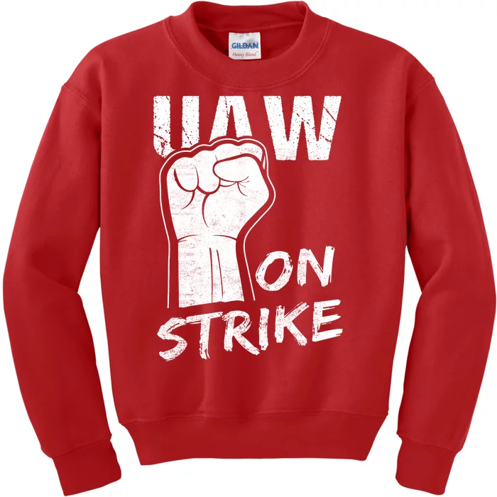 Striking UAW Workers On Strike UAW Strike Red United Auto Workers Picket Sign Kids Sweatshirt