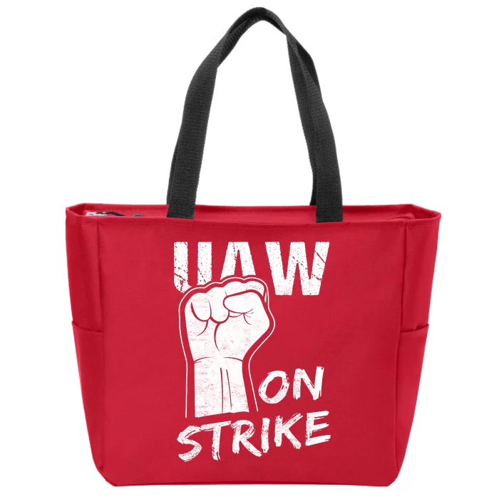 Striking UAW Workers On Strike UAW Strike Red United Auto Workers Picket Sign Zip Tote Bag