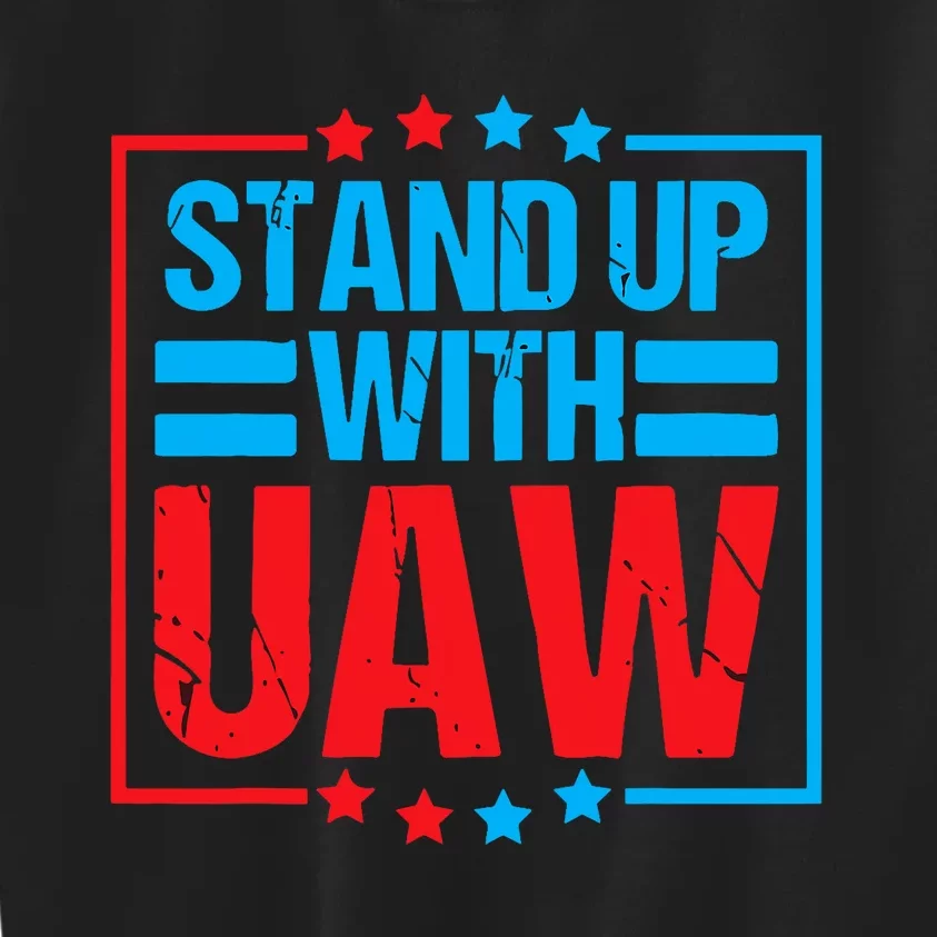 Stand Up With UAW On Strike Red United Auto Worker Kids Sweatshirt