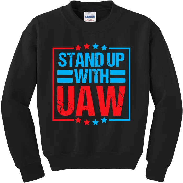 Stand Up With UAW On Strike Red United Auto Worker Kids Sweatshirt