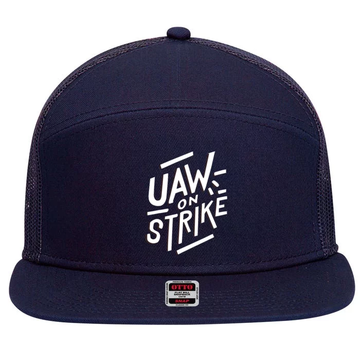 Striking Uaw Workers On Strike 7 Panel Mesh Trucker Snapback Hat