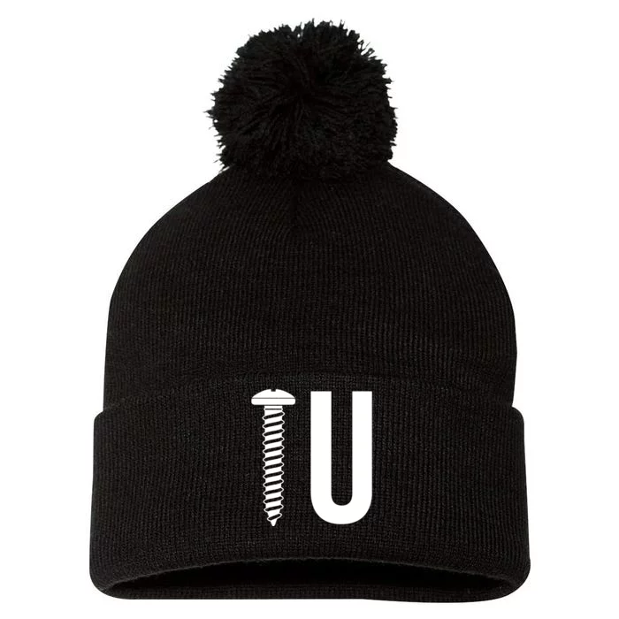 Screw U You Funny Rude Humor Pom Pom 12in Knit Beanie